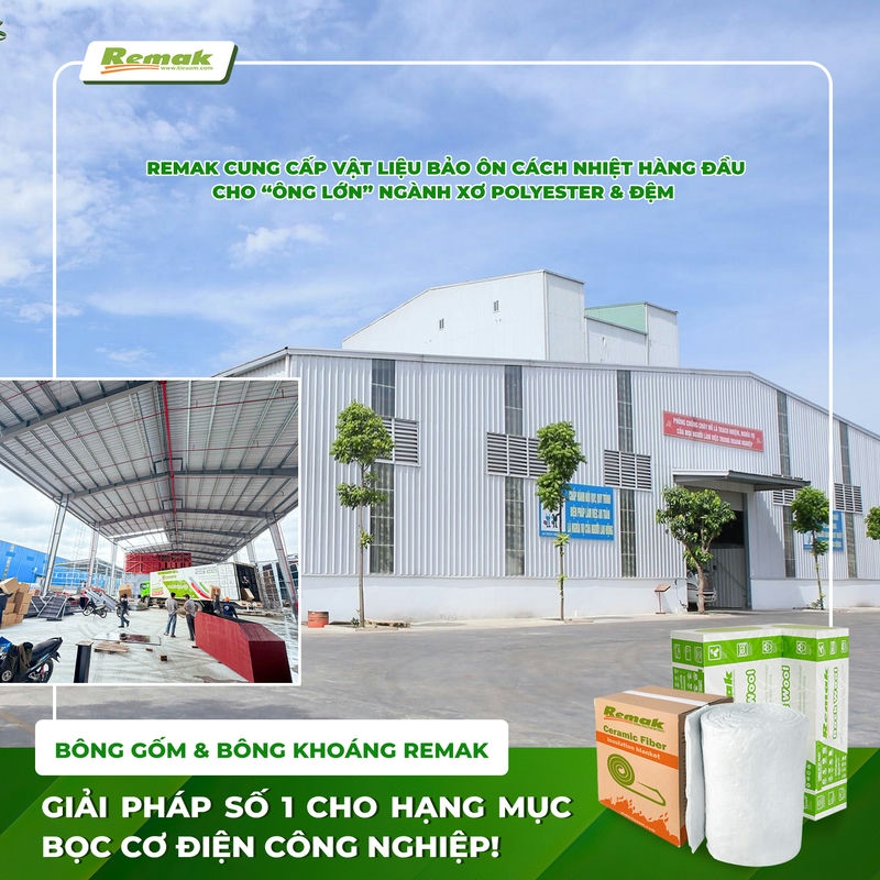 Remak cung cấp bông gốm và bông khoáng cho dự án sản xuất sợi Polyester hàng đầu Việt Nam 5 Bông khoáng, bông gốm bảo ôn cơ điện số 1 công trình
